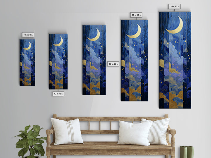 Minimal Moon and Stars Composition Canvas Print, Guest Bedroom Art, Room Decor, Bedroom Decor, Fine Art, Guest, GBA-1x3-28