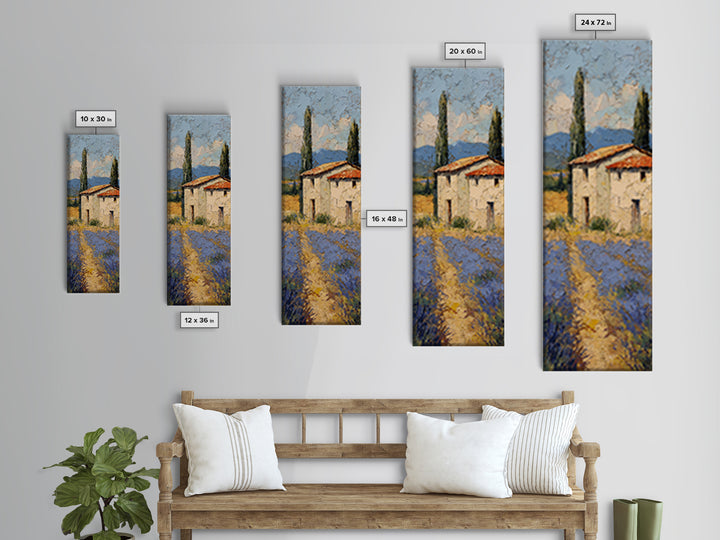 Lavender Field under Pale Sky Framed Canvas Print, Guest Bedroom Art, Prints, Bedroom Decor, Watercolor Art, Guest 331, GBA-1x3-31