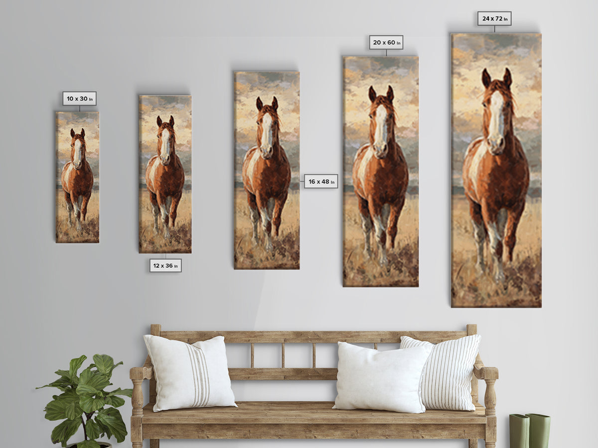 Quiet Horse Pasture at Sunset Canvas Print, Guest Bedroom Art, Bedroom Decor, Fine Art, Guest, Above Bed Decor, Funky Wall Art, GBA-1x3-33