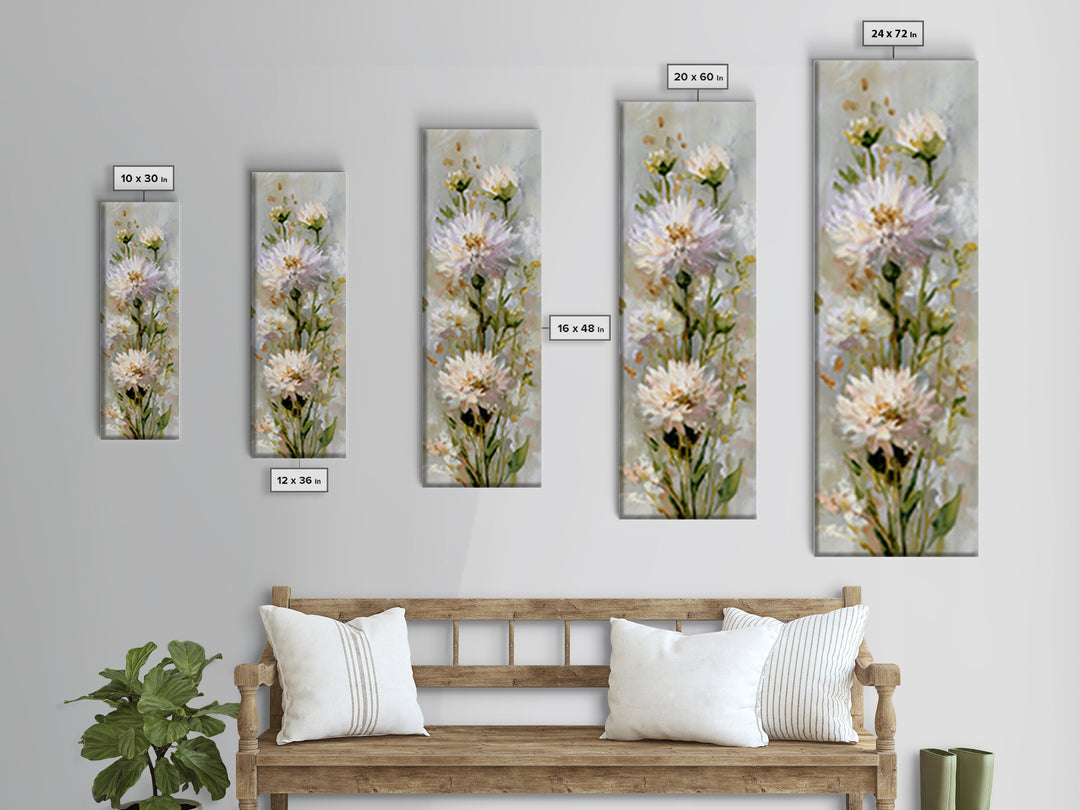 Welcoming Wildflower Bouquet Canvas Print, Guest Bedroom Art, Statement Artwork, Bedroom Decor, Oil Painting, Guest, Wall Decor, GBA-1x3-37