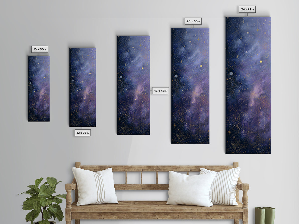 Minimal Moon and Stars Composition Framed Canvas Print, Guest Bedroom Art, Fine Art Print, Bedroom Decor, Fine Art, Guest, GBA-1x3-4