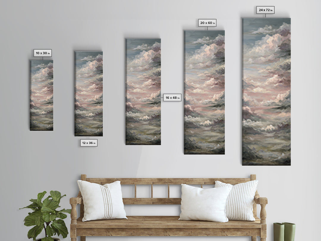 Romantic Cloudscape in Blush and Ivory Framed Canvas Print, Guest Bedroom Art, Wall Art Prints, Bedroom Decor, Fine Art, Guest, GBA-1x3-47