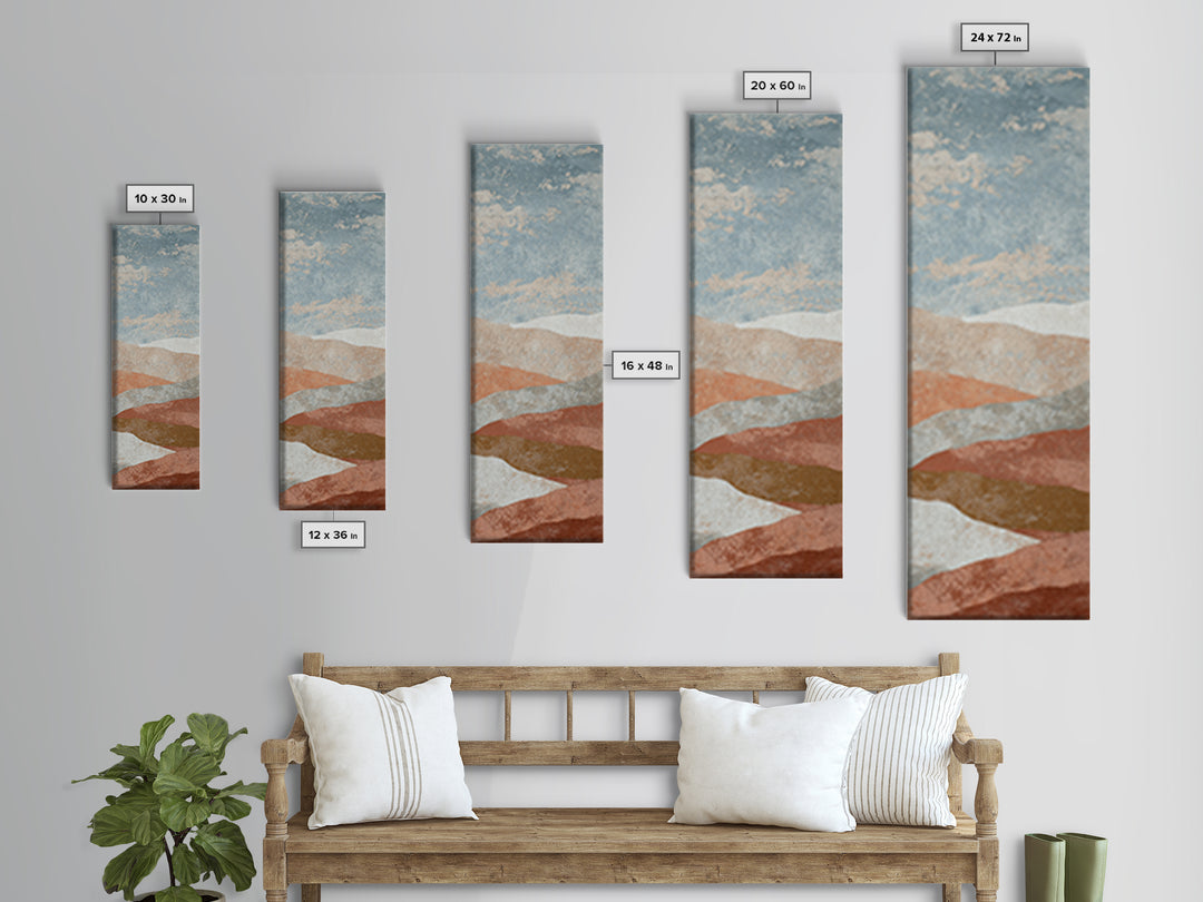 Warm Terracotta Shapes Framed Canvas Print, Guest Bedroom Art, Minimalist Wall Art, Bedroom Decor, Abstract Art, Guest, GBA-1x3-58