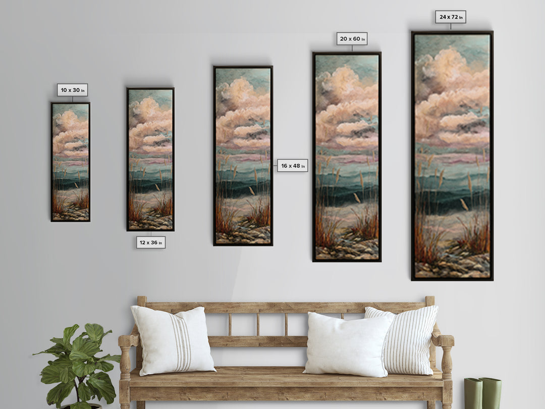 Romantic Cloudscape in Blush and Ivory Framed Canvas Print, Guest Bedroom Art, Bedroom Wall Decor, Bedroom Decor, Guest, GBA-1x3-71
