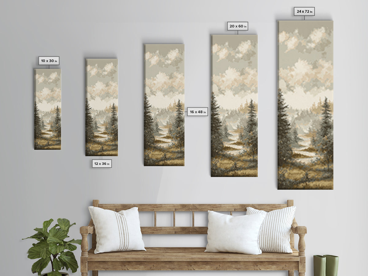 Monochrome Forest Silhouette Canvas Print, Guest Bedroom Art, Prints, Bedroom Decor, Oil Painting, Guest 373, Set of Wall Art, GBA-1x3-73