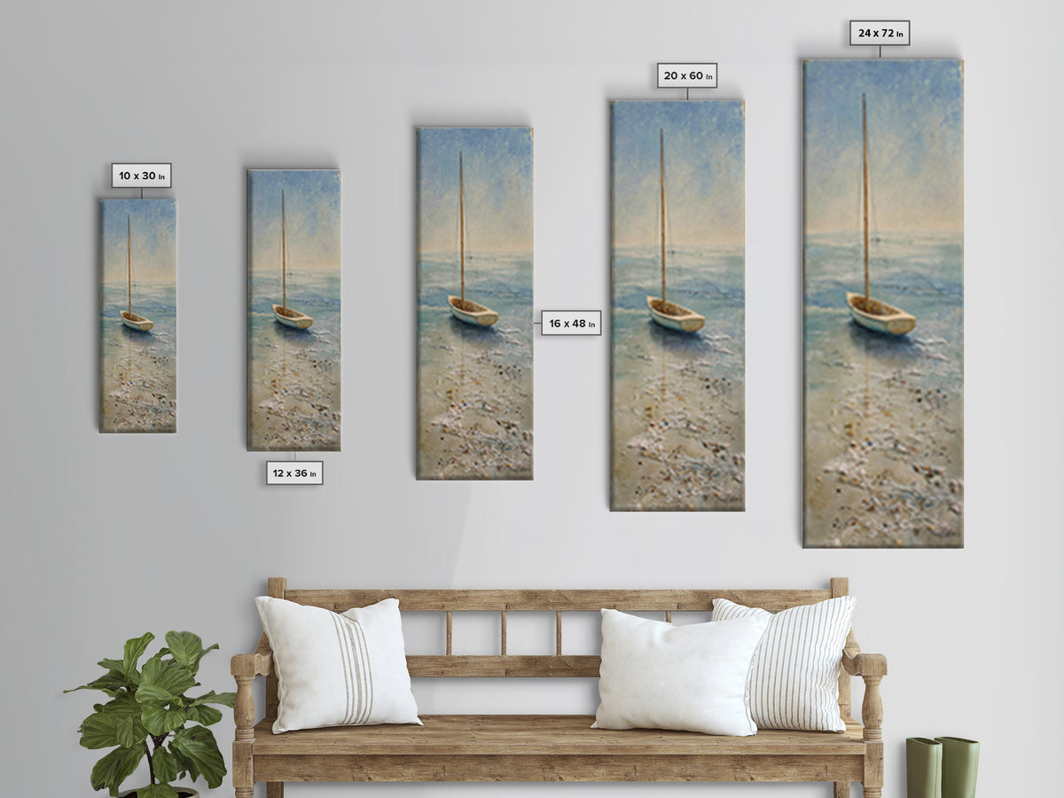 Soft Watercolor Sailboat on Quiet Water Canvas Print, Guest Bedroom Art, Bedroom Prints, Bedroom Decor, Fine Art, Guest, GBA-1x3-78