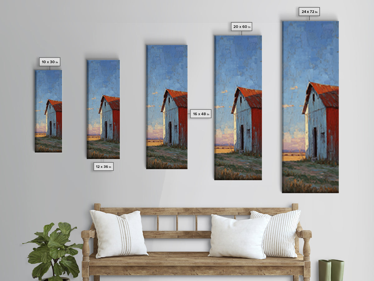 Quiet Horse Pasture at Sunset Canvas Print, Guest Bedroom Art, New Home Gift, Bedroom Decor, Guest, Minimalist Wall Art, GBA-1x3-81