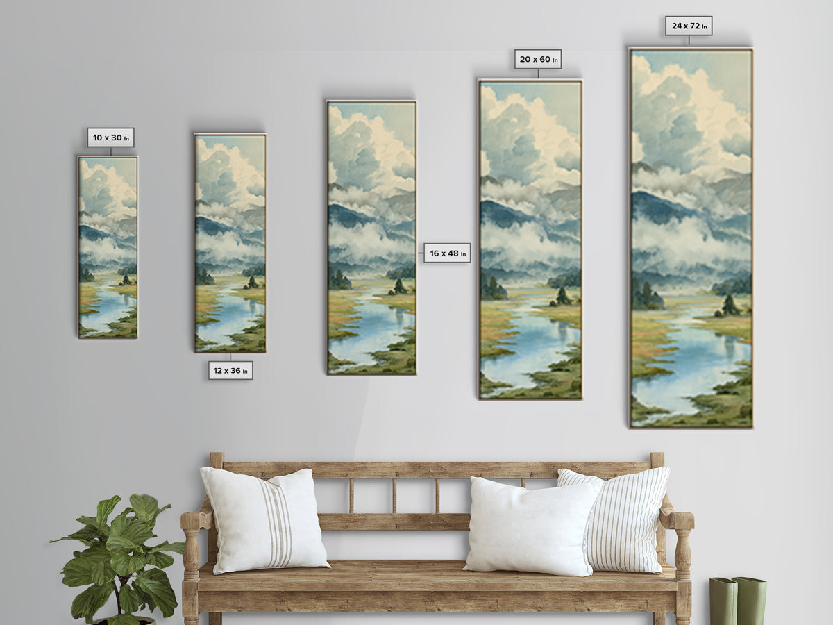 Quiet Lake Landscape at Early Morning Canvas Print, Guest Bedroom Art, Luxury Decor, Bedroom Decor, Fine Art, Guest, Home, GBA-1x3-86