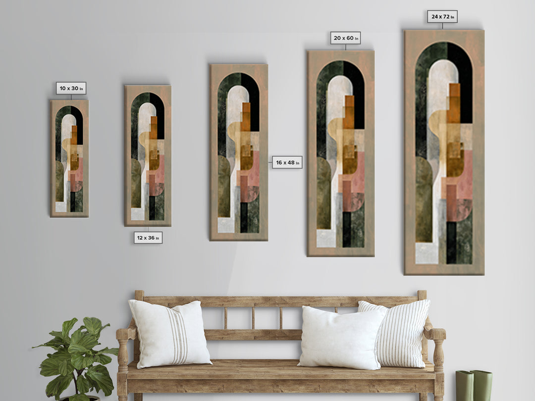 Warm Abstract Arches Framed Canvas Print, Guest Bedroom Art, Funky Wall Art, Bedroom Decor, Abstract Art, Guest, GBA-1x3-87