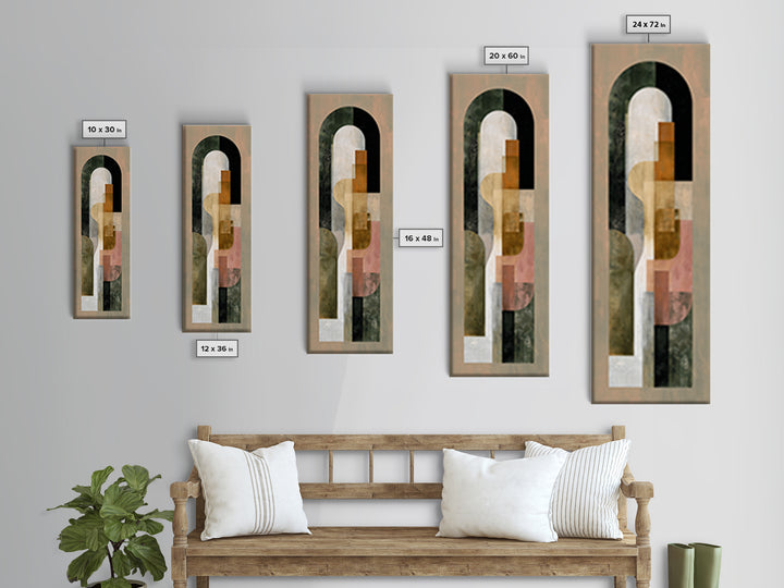 Warm Abstract Arches Framed Canvas Print, Guest Bedroom Art, Funky Wall Art, Bedroom Decor, Abstract Art, Guest, GBA-1x3-87
