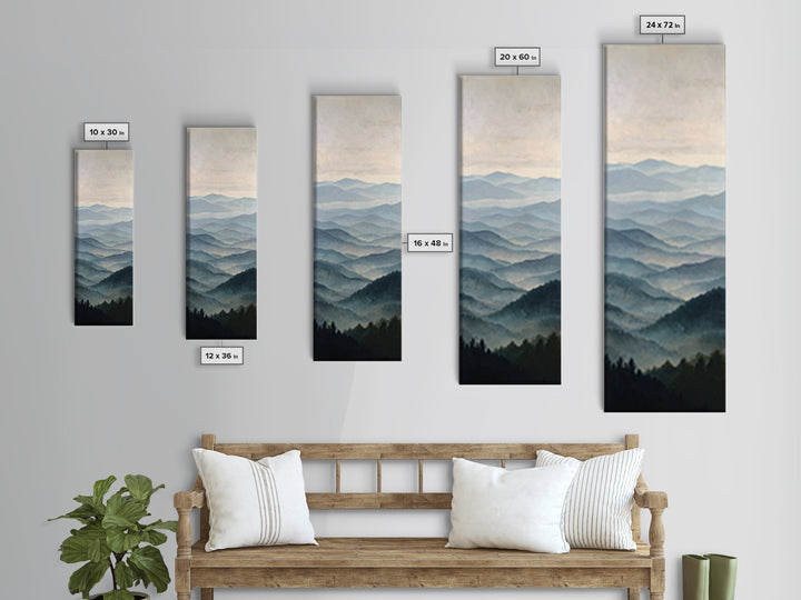 Soft Mountain Horizon Framed Canvas Print, Guest Bedroom Art, Minimalist Wall Art, Bedroom Decor, Fine Art, Guest, Luxury Decor, GBA-1x3-91