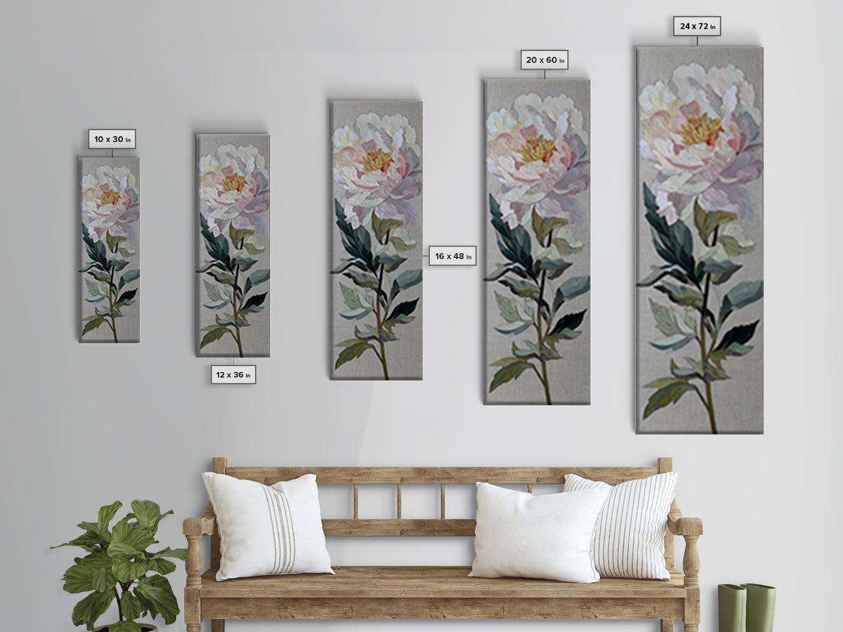 Neutral Peony Painting Canvas Print, Guest Bedroom Art, Minimalist Decor, Bedroom Decor, Abstract Art, Guest, Digital Print, GBA-1x3-93