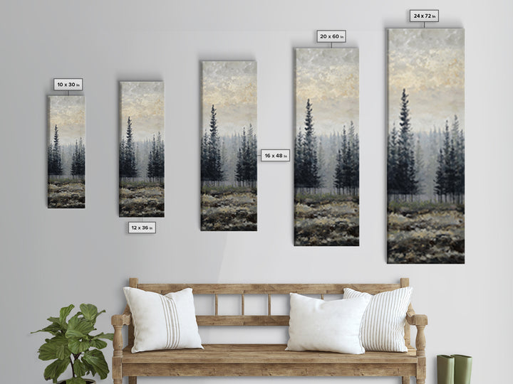 Monochrome Forest Silhouette Canvas Print, Guest Bedroom Art, Farmhouse Wall Art, Bedroom Decor, Fine Art, Guest, GBA-1x3-97