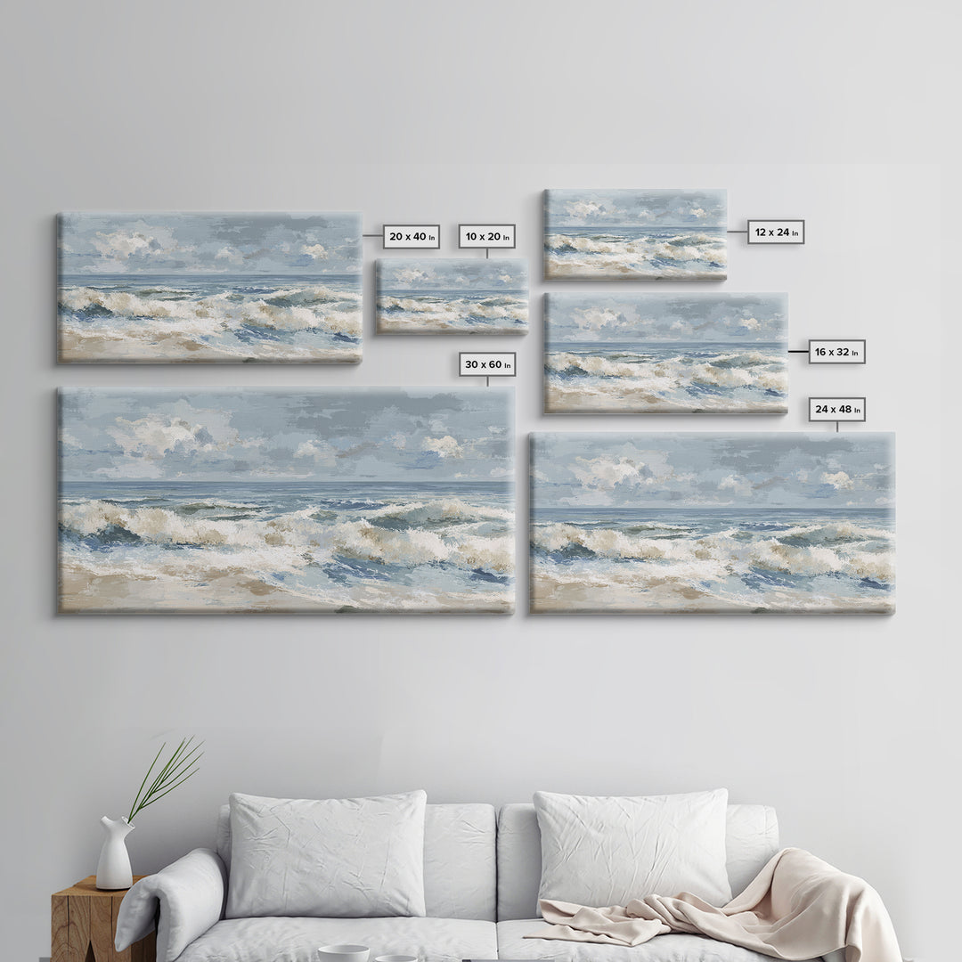 Coastal Dunes in Pale Blue and Sand Framed Canvas Print, Guest Bedroom Art, Home Decor, Bedroom Decor, Fine Art, Guest, GBA-2x1-1