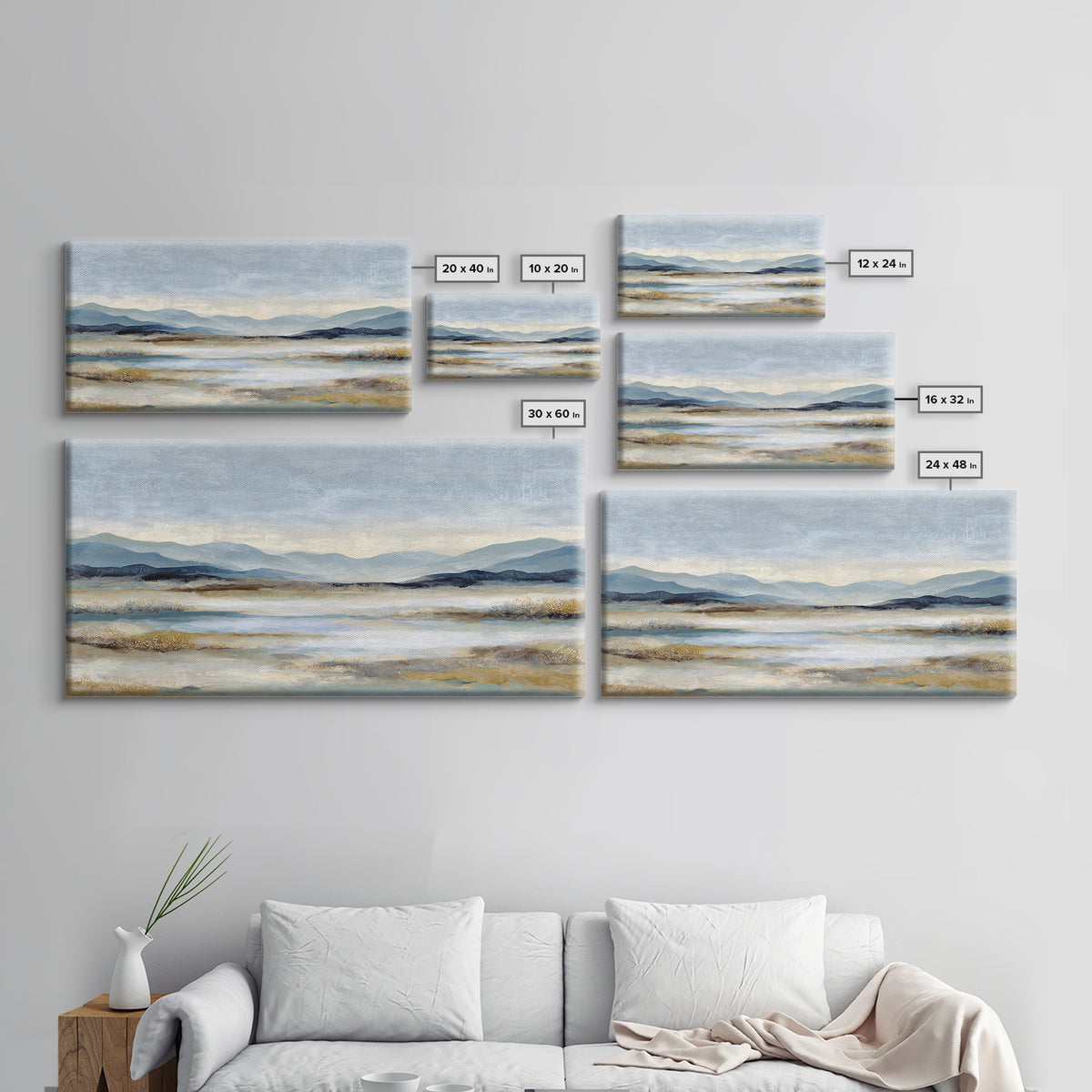 Gentle Rain over Distant Hills Framed Canvas Print, Guest Bedroom Art, Statement Artwork, Bedroom Decor, Fine Art, Guest, GBA-2x1-20
