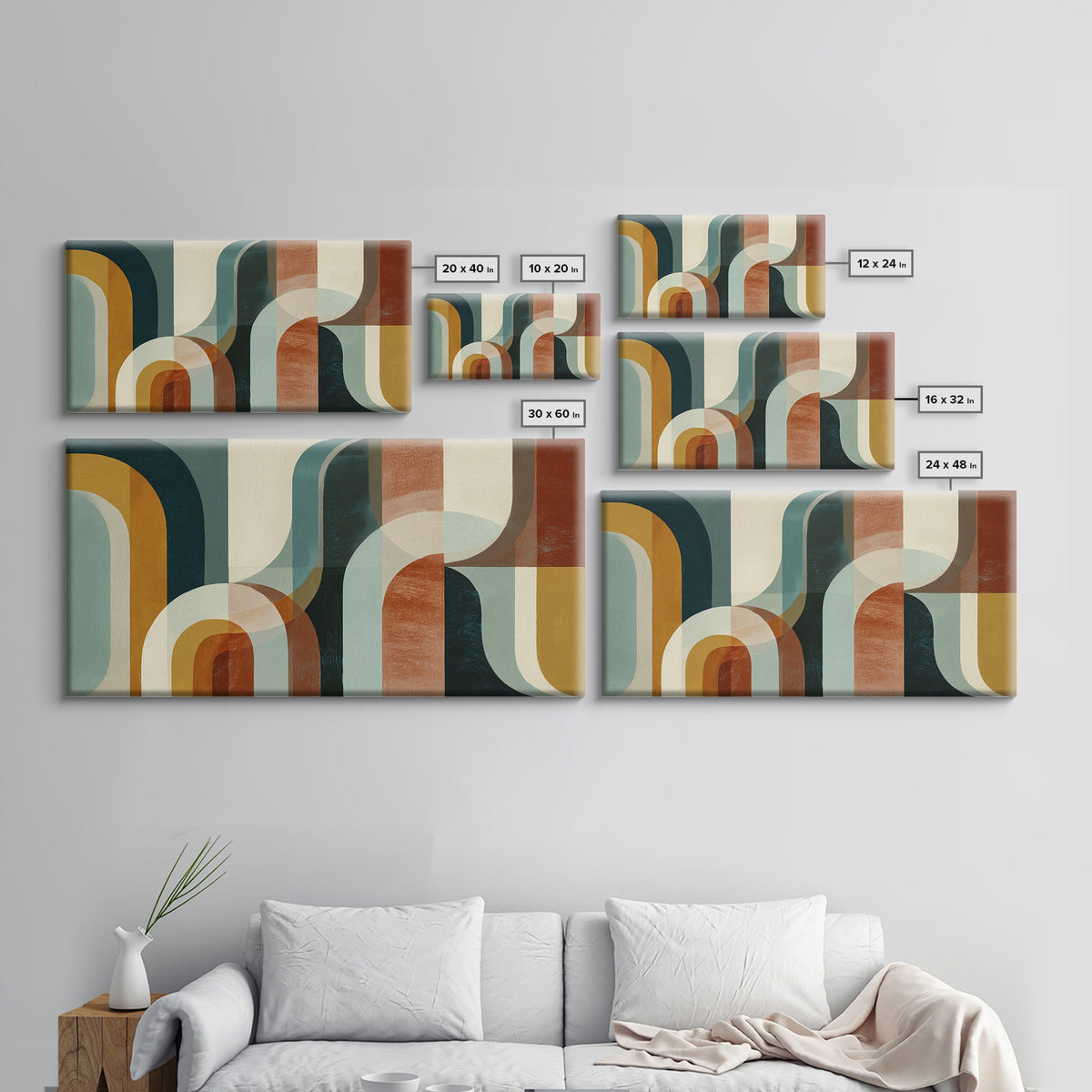 Warm Abstract Arches Framed Canvas Print, Guest Bedroom Art, Print, Bedroom Decor, Abstract Art, Guest, Living Room Wall Art, GBA-2x1-23