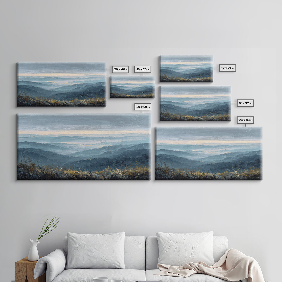 Soft Mountain Horizon Framed Canvas Print, Guest Bedroom Art, Fine Art Print, Bedroom Decor, Fine Art, Guest, Poster, GBA-2x1-27