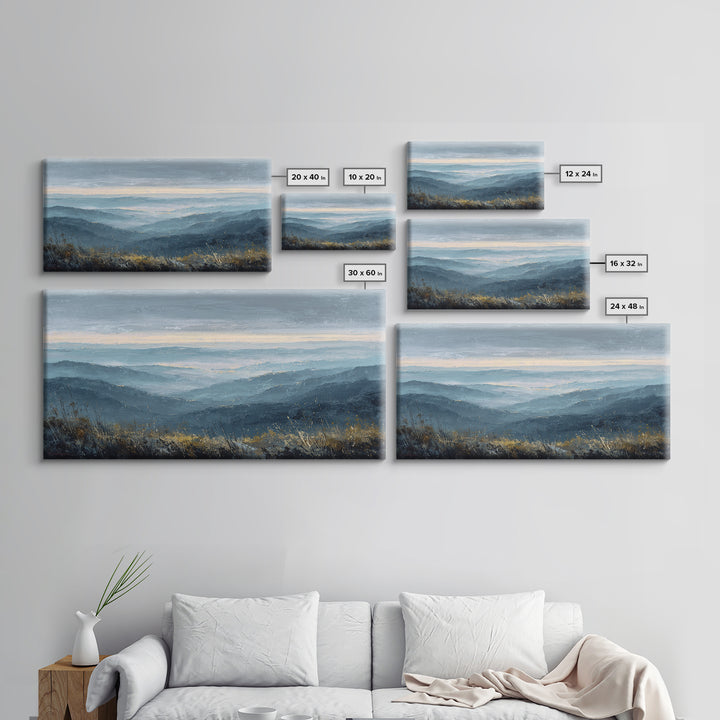 Soft Mountain Horizon Framed Canvas Print, Guest Bedroom Art, Fine Art Print, Bedroom Decor, Fine Art, Guest, Poster, GBA-2x1-27