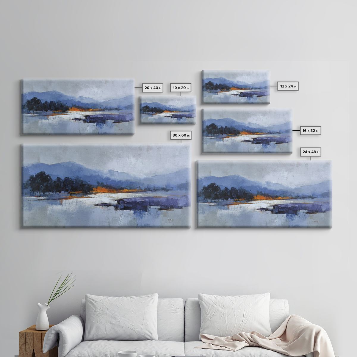 Warm Terracotta Shapes Framed Canvas Print, Guest Bedroom Art, Statement Artwork, Bedroom Decor, Abstract Art, Guest, GBA-2x1-42