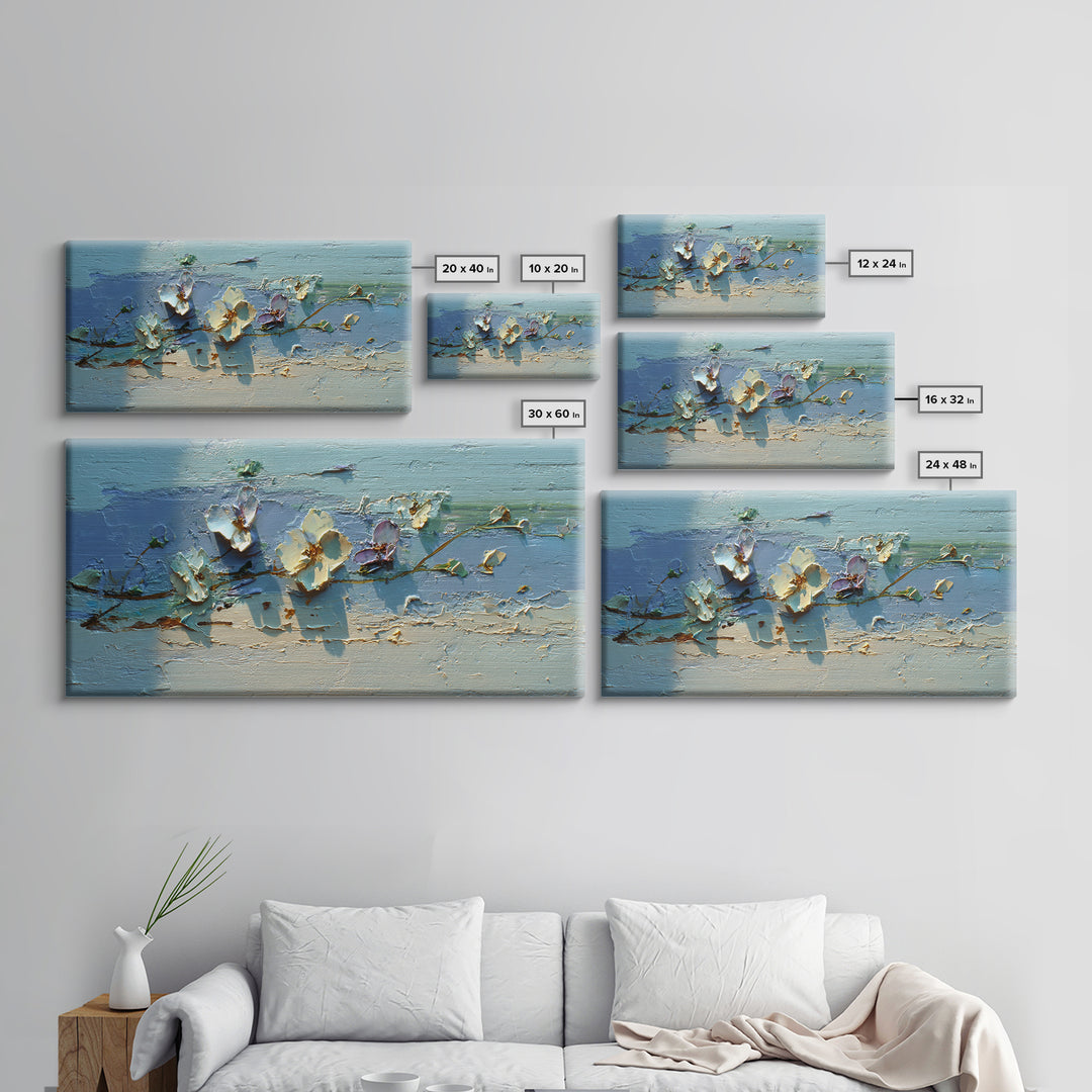 Garden Butterfly and Flowers Specimen Study Framed Canvas Print, Guest Bedroom Art, Prints, Bedroom Decor, Oil Painting, Guest, GBA-2x1-43