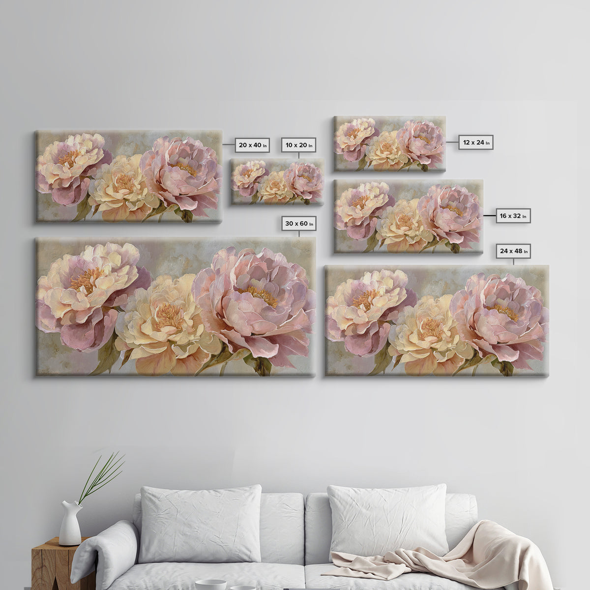 Neutral Peony Painting Framed Canvas Print, Guest Bedroom Art, Poster, Bedroom Decor, Abstract Art, Guest, Farmhouse Decor, GBA-2x1-5