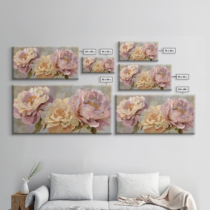 Neutral Peony Painting Framed Canvas Print, Guest Bedroom Art, Poster, Bedroom Decor, Abstract Art, Guest, Farmhouse Decor, GBA-2x1-5