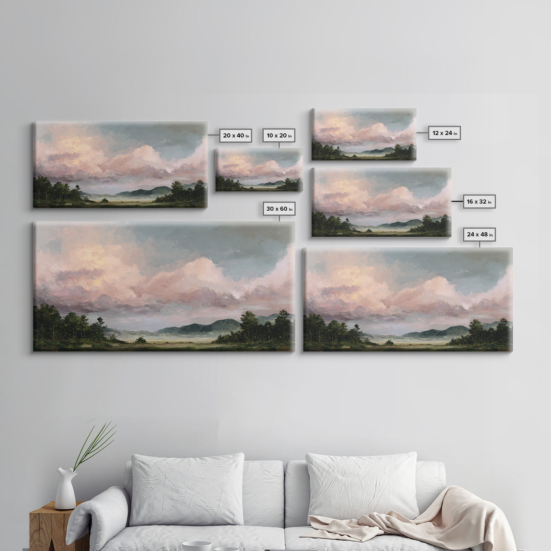 Romantic Cloudscape in Blush and Ivory Framed Canvas Print, Guest Bedroom Art, Printable Art, Bedroom Decor, Fine Art, Guest, GBA-2x1-55