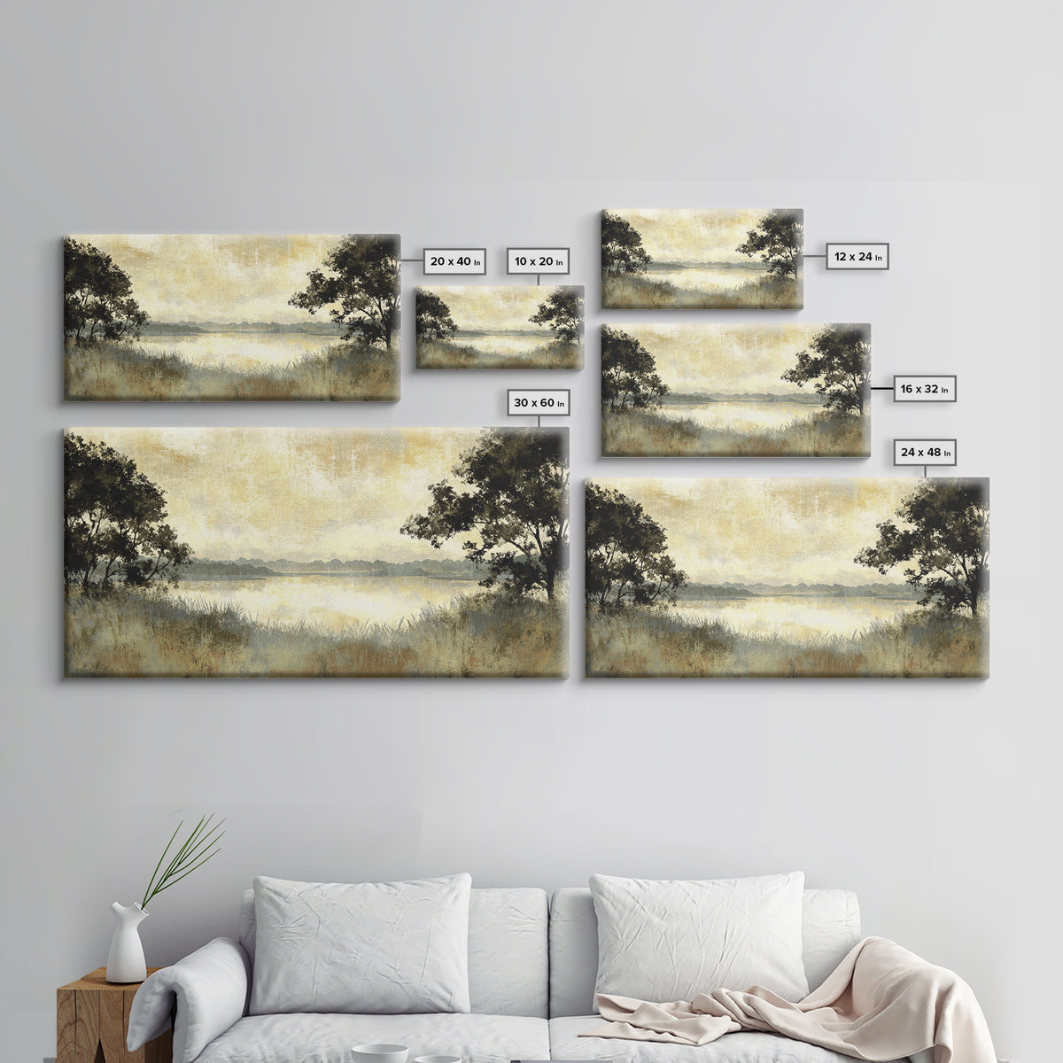Monochrome Forest Silhouette Canvas Print, Guest Bedroom Art, Wall Decor, Bedroom Decor, Fine Art, Guest, Living Room Decor, GBA-2x1-57