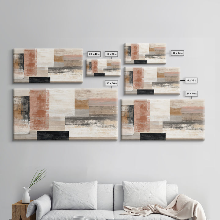 Warm Terracotta Shapes Canvas Print, Guest Bedroom Art, Textured Painting, Bedroom Decor, Abstract Art, Guest, Wall Art Prints, GBA-2x1-66