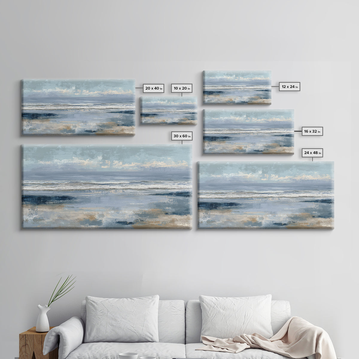 Coastal Dunes in Pale Blue and Sand Canvas Print, Guest Bedroom Art, Home, Bedroom Decor, Fine Art, Guest, Bedroom Wall Art, GBA-2x1-73