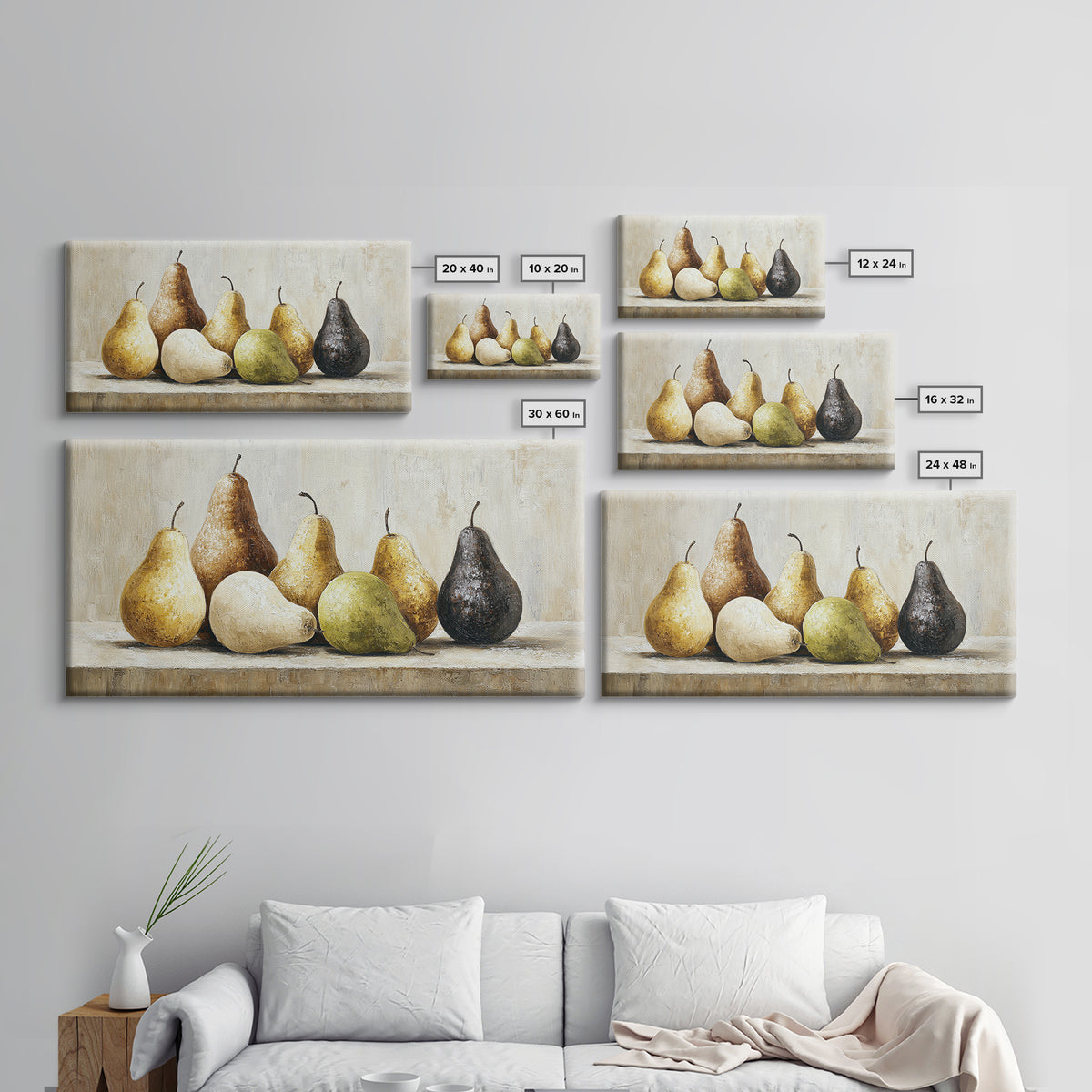 Classic Pear Still Life for Cozy Hospitality Framed Canvas Print, Guest Bedroom Art, New Home Gift, Bedroom Decor, Guest, GBA-2x1-88