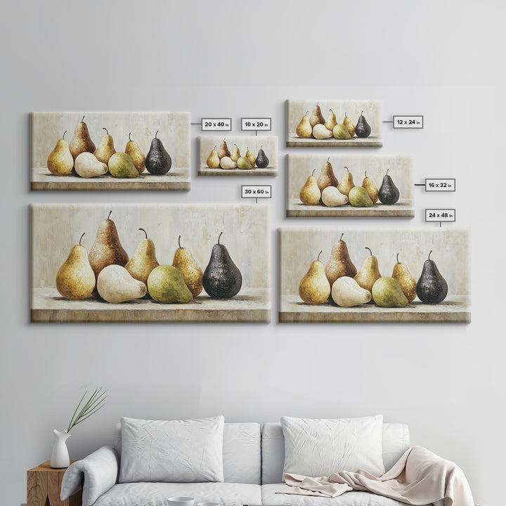 Classic Pear Still Life for Cozy Hospitality Framed Canvas Print, Guest Bedroom Art, New Home Gift, Bedroom Decor, Guest, GBA-2x1-88