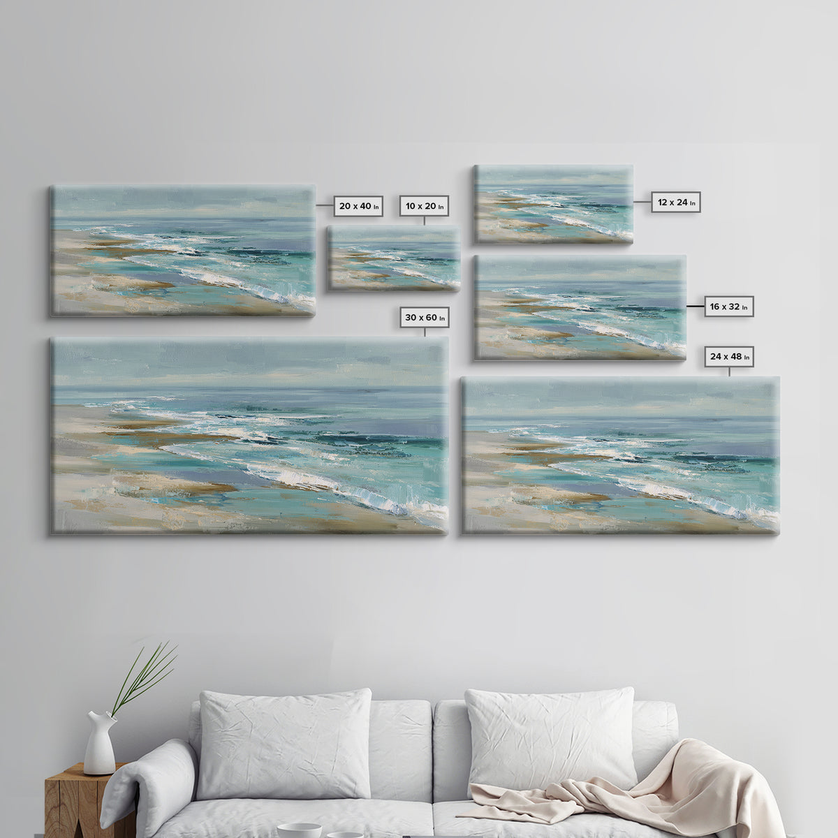 Coastal Dunes in Pale Blue and Sand Framed Canvas Print, Guest Bedroom Art, New Home Gift, Bedroom Decor, Fine Art, Guest, GBA-2x1-97