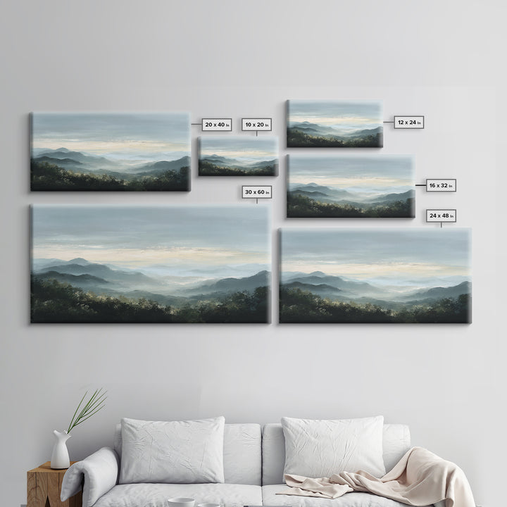 Soft Mountain Horizon Framed Canvas Print, Guest Bedroom Art, Farmhouse Decor, Bedroom Decor, Fine Art, Guest, Trendy Wall Art, GBA-2x1-99