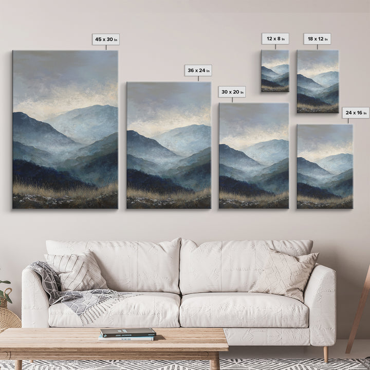 Soft Mountain Horizon Canvas Print, Guest Bedroom Art, Gallery Decor, Bedroom Decor, Oil Painting, Guest, Contemporary Art, GBA-2x3-15