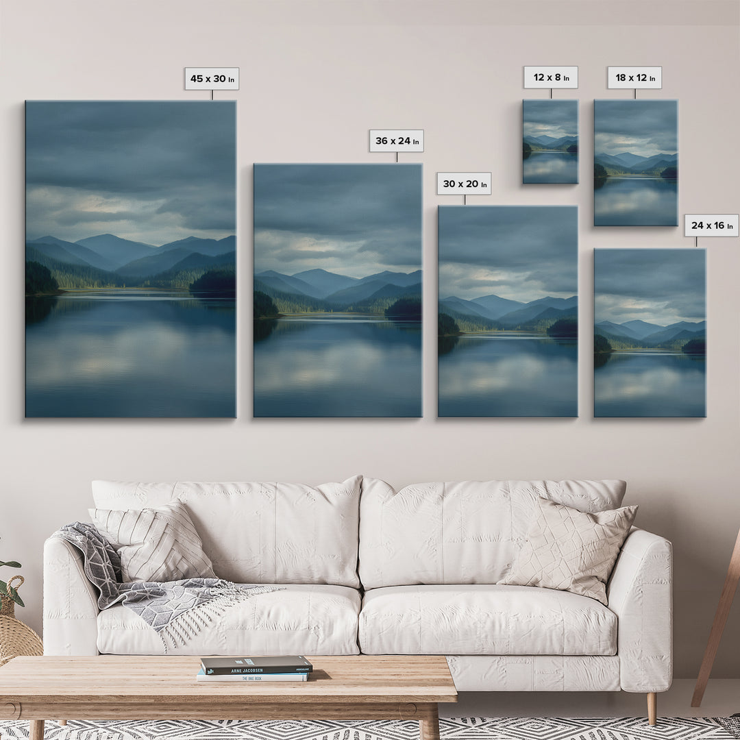 Quiet Lake Landscape at Early Morning Framed Canvas Print, Guest Bedroom Art, Contemporary Art, Bedroom Decor, Fine Art, Guest, GBA-2x3-34