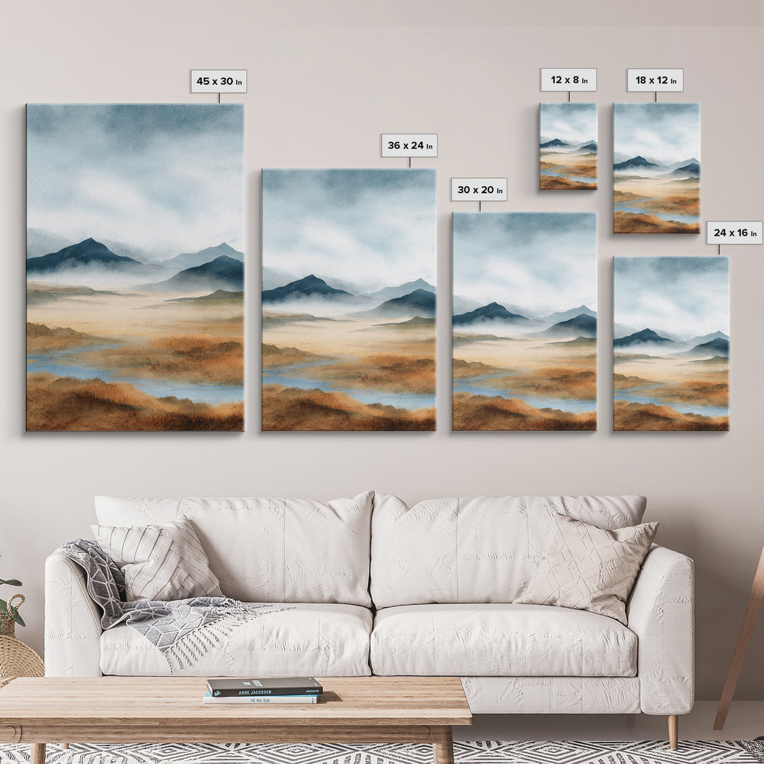 Soft Mountain Horizon Canvas Print, Guest Bedroom Art, Minimalist Decor, Bedroom Decor, Fine Art, Guest, Digital Print, GBA-2x3-39