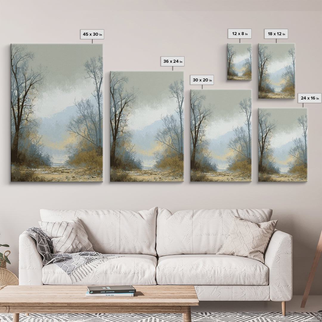 Monochrome Forest Silhouette Canvas Print, Guest Bedroom Art, Prints, Bedroom Decor, Oil Painting, Guest 445, Set of Wall Art, GBA-2x3-45