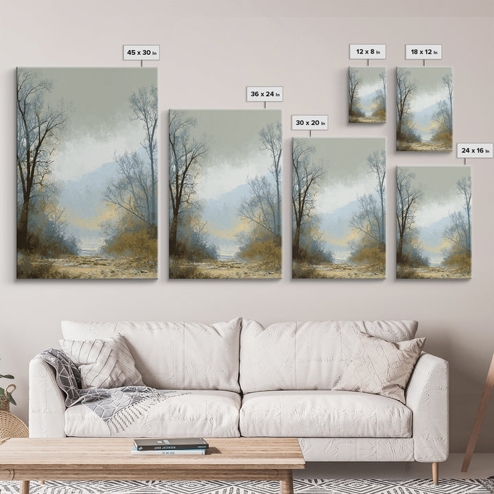 Monochrome Forest Silhouette Canvas Print, Guest Bedroom Art, Prints, Bedroom Decor, Oil Painting, Guest 445, Set of Wall Art, GBA-2x3-45