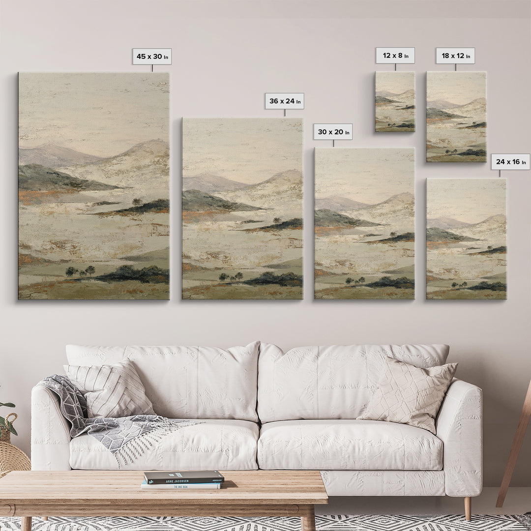 Gentle Rain over Distant Hills Framed Canvas Print, Guest Bedroom Art, Neutral Decor, Bedroom Decor, Abstract Art, Guest, GBA-2x3-56