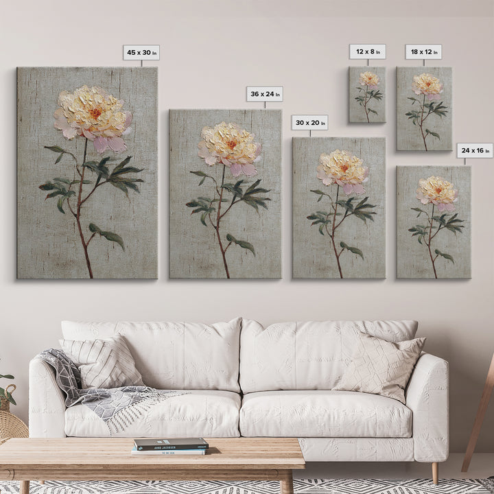 Neutral Peony Painting Canvas Print, Guest Bedroom Art, Framed Wall Art, Bedroom Decor, Fine Art, Guest, Farmhouse Wall Decor, GBA-2x3-65