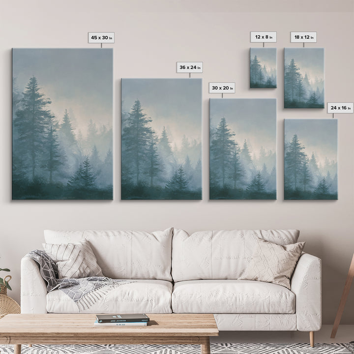 Monochrome Forest Silhouette Framed Canvas Print, Guest Bedroom Art, Bedroom Decor, Fine Art, Guest, Above Bed Decor, GBA-2x3-69