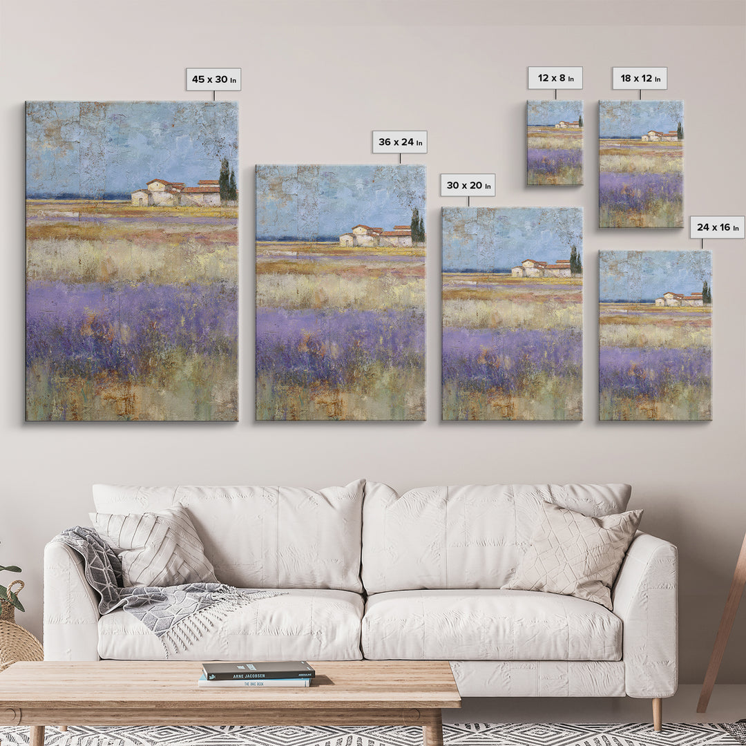 Lavender Field under Pale Sky Framed Canvas Print, Guest Bedroom Art, Home, Bedroom Decor, Fine Art, Guest, Bedroom Wall Art, GBA-2x3-75