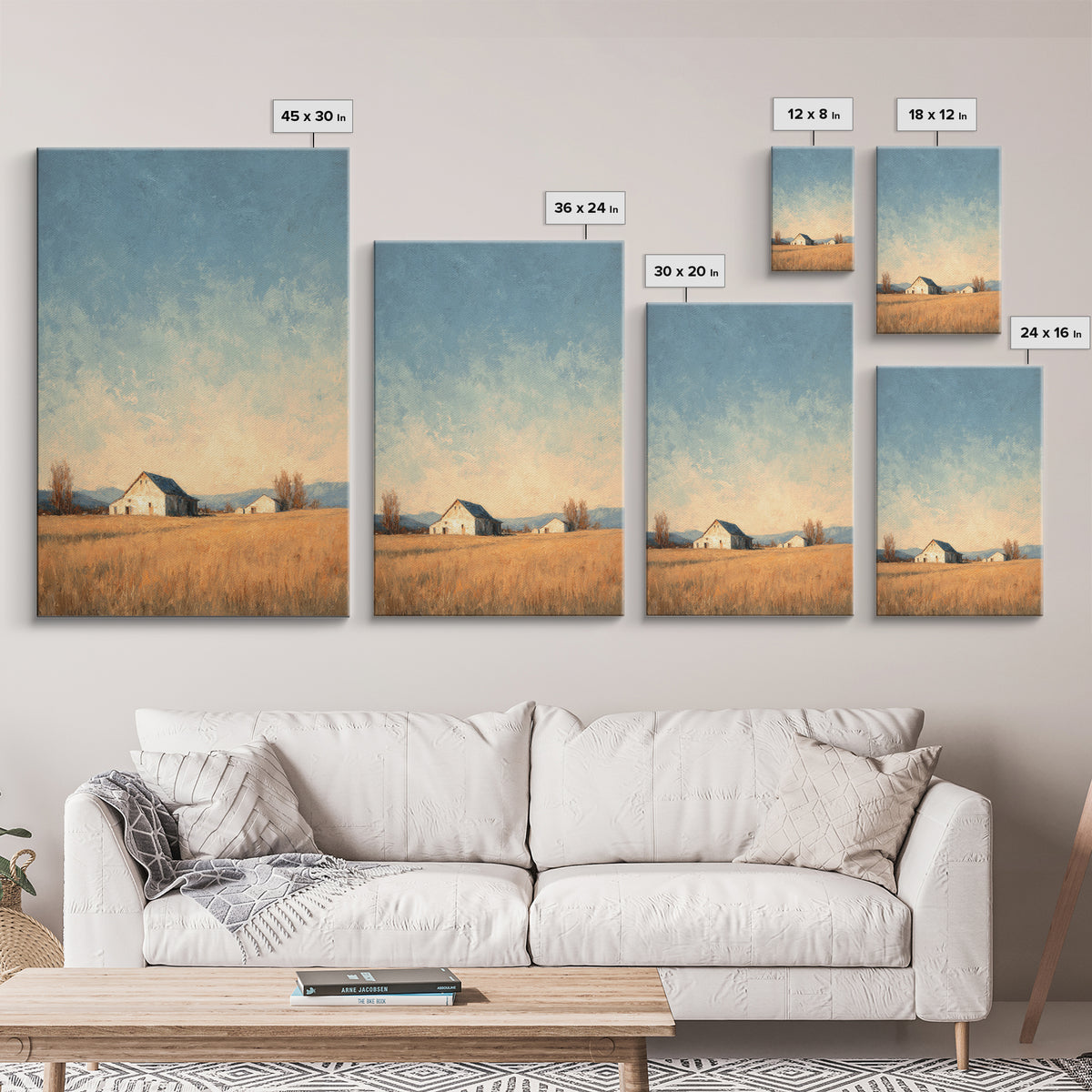 Quiet Horse Pasture at Sunset Canvas Print, Guest Bedroom Art, New Home Gift, Bedroom Decor, Guest, Minimalist Wall Art, GBA-2x3-77