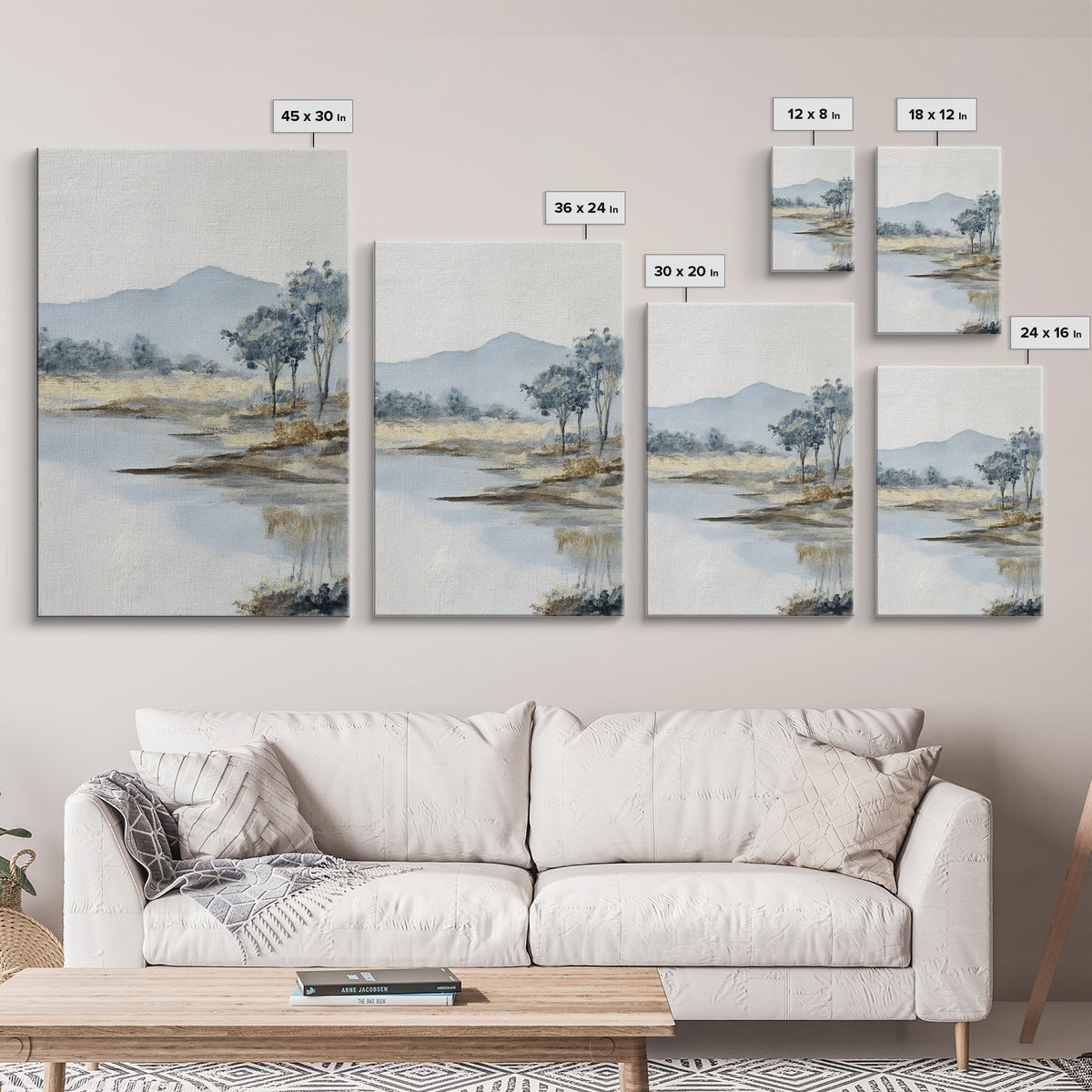 Gentle Rain over Distant Hills Framed Canvas Print, Guest Bedroom Art, Bedroom Wall Decor, Bedroom Decor, Oil Painting, Guest, GBA-2x3-8