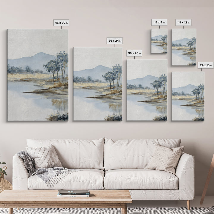Gentle Rain over Distant Hills Framed Canvas Print, Guest Bedroom Art, Bedroom Wall Decor, Bedroom Decor, Oil Painting, Guest, GBA-2x3-8