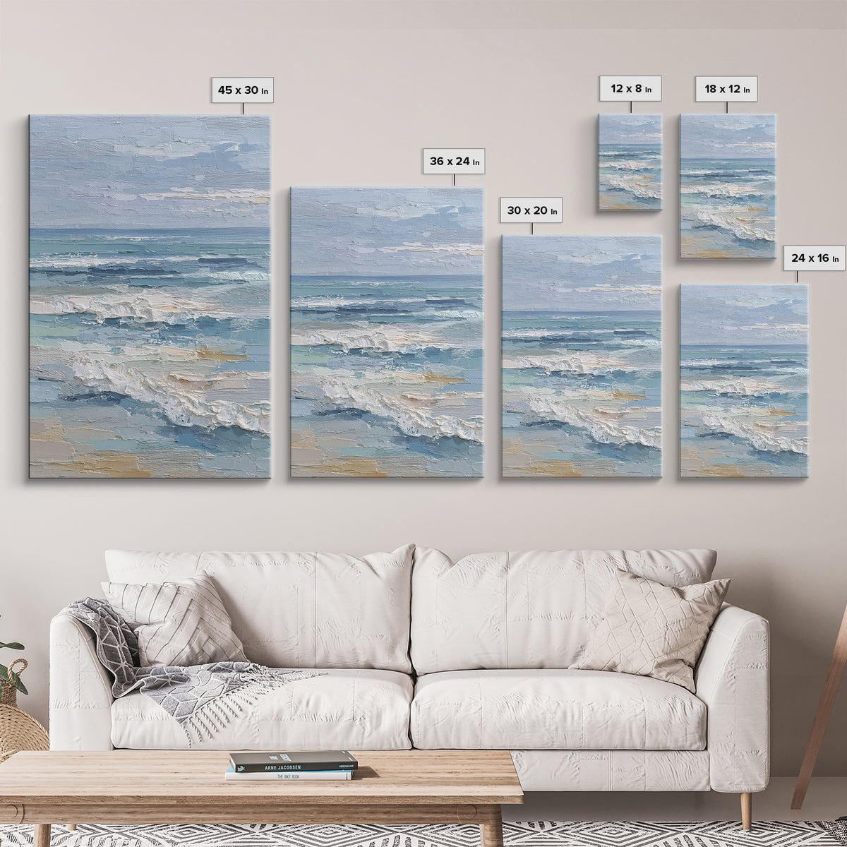 Coastal Dunes in Pale Blue and Sand Framed Canvas Print, Guest Bedroom Art, Farmhouse Decor, Bedroom Decor, Fine Art, Guest, GBA-2x3-85