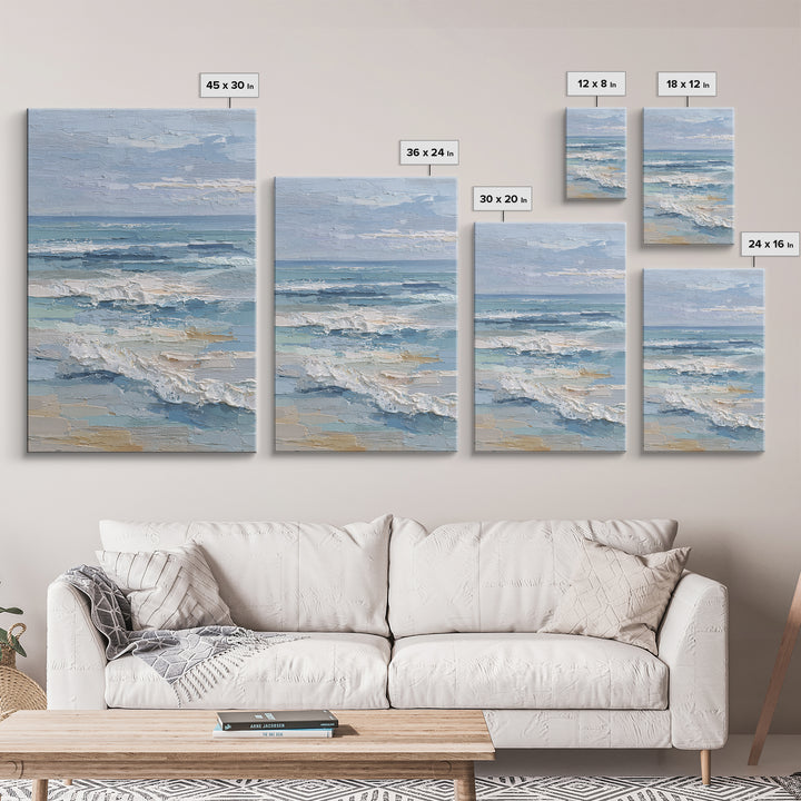 Coastal Dunes in Pale Blue and Sand Framed Canvas Print, Guest Bedroom Art, Farmhouse Decor, Bedroom Decor, Fine Art, Guest, GBA-2x3-85