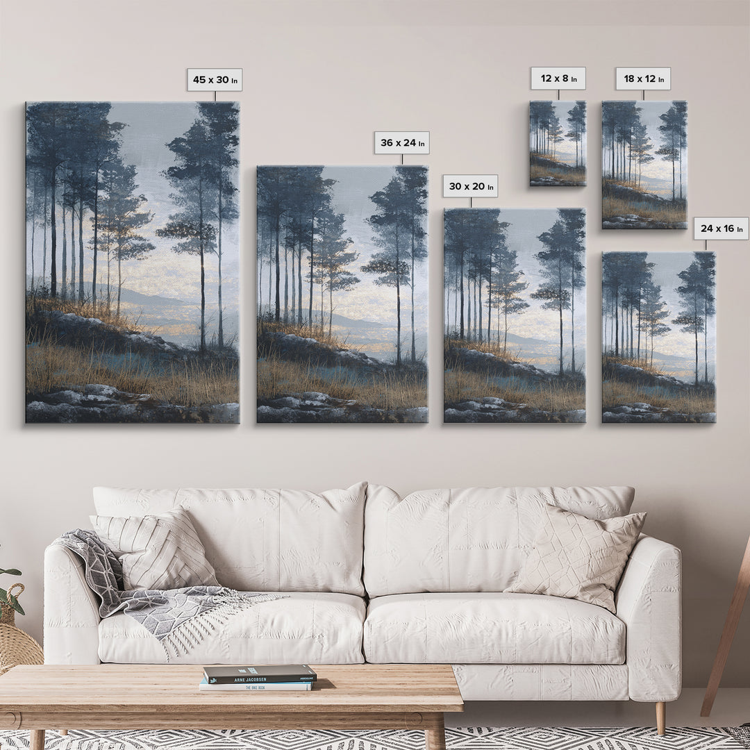 Monochrome Forest Silhouette Framed Canvas Print, Guest Bedroom Art, Bedroom Decor, Fine Art, Guest, Above Bed Decor, GBA-2x3-93