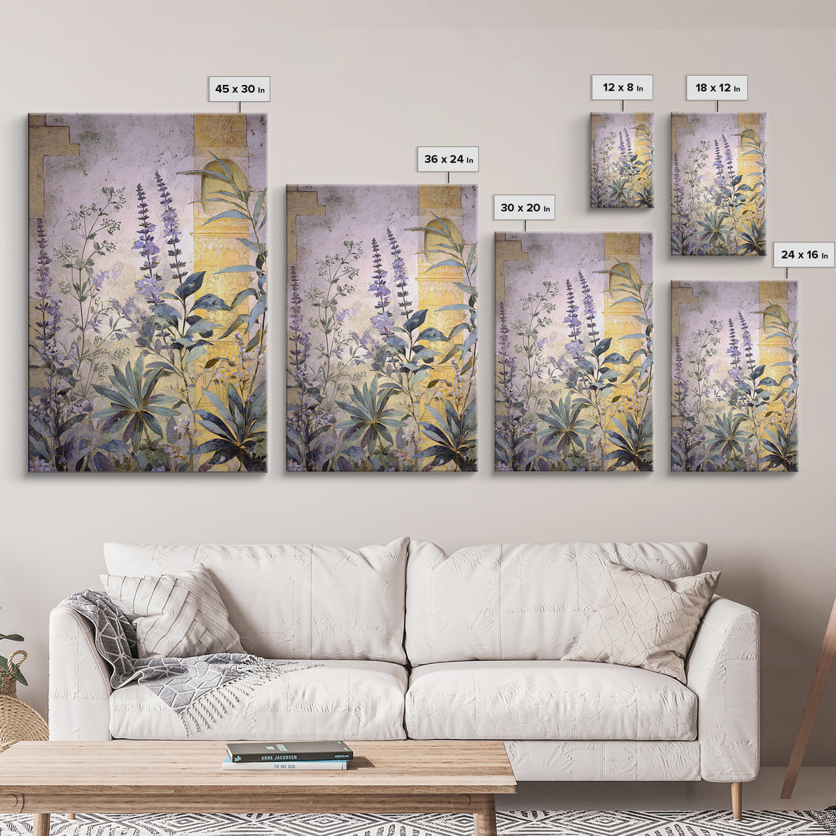 Lavender Field under Pale Sky Canvas Print, Guest Bedroom Art, New Home Gift, Bedroom Decor, Guest, Minimalist Wall Art, GBA-2x3-99